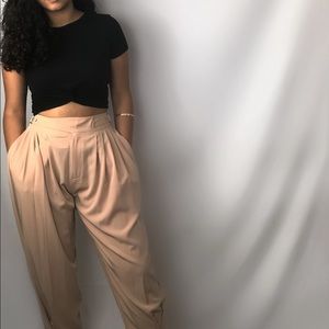 Cream Buckled Harem Pants